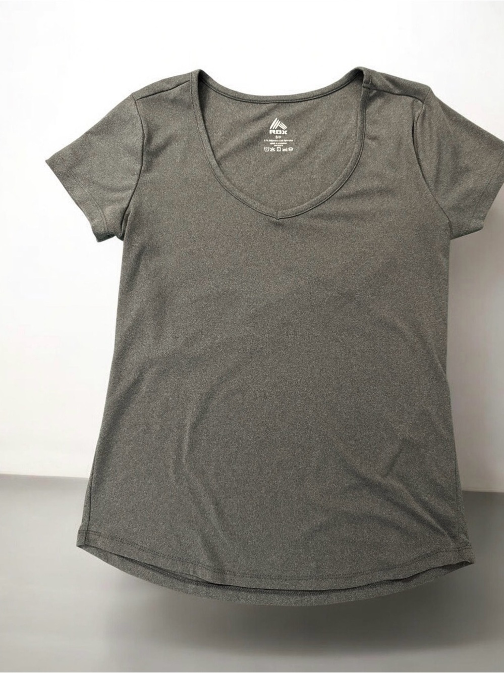 RBX Women's Heather Gray V-Neck Short Sleeve Active Tee